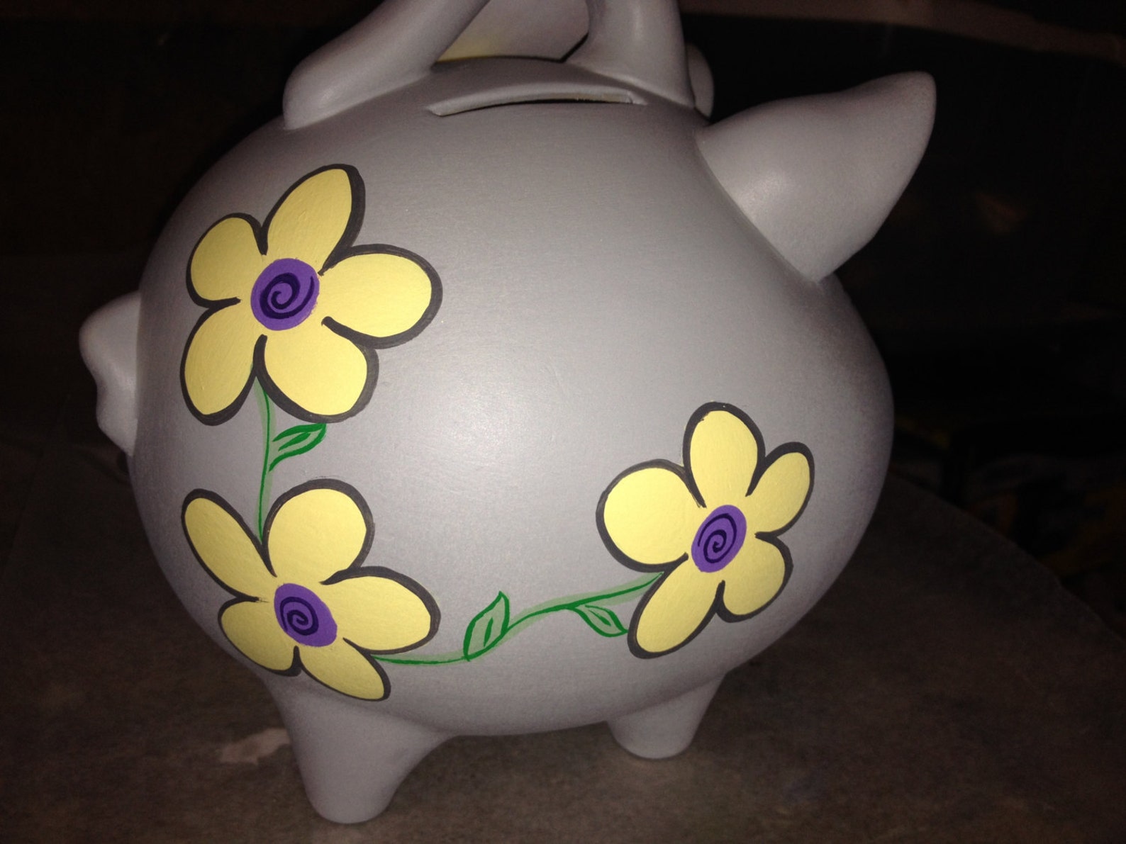 Piggy Bank Lots of Flowers Etsy
