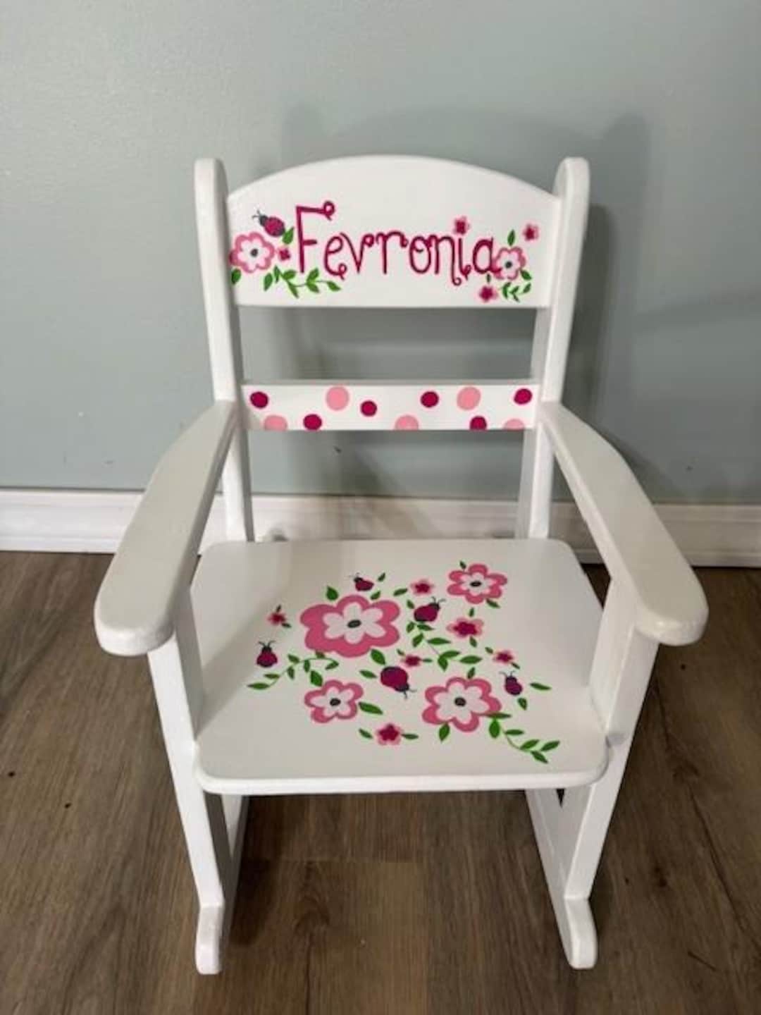 Child's Rocking Chair Pink Flowers & Ladybugs - Etsy