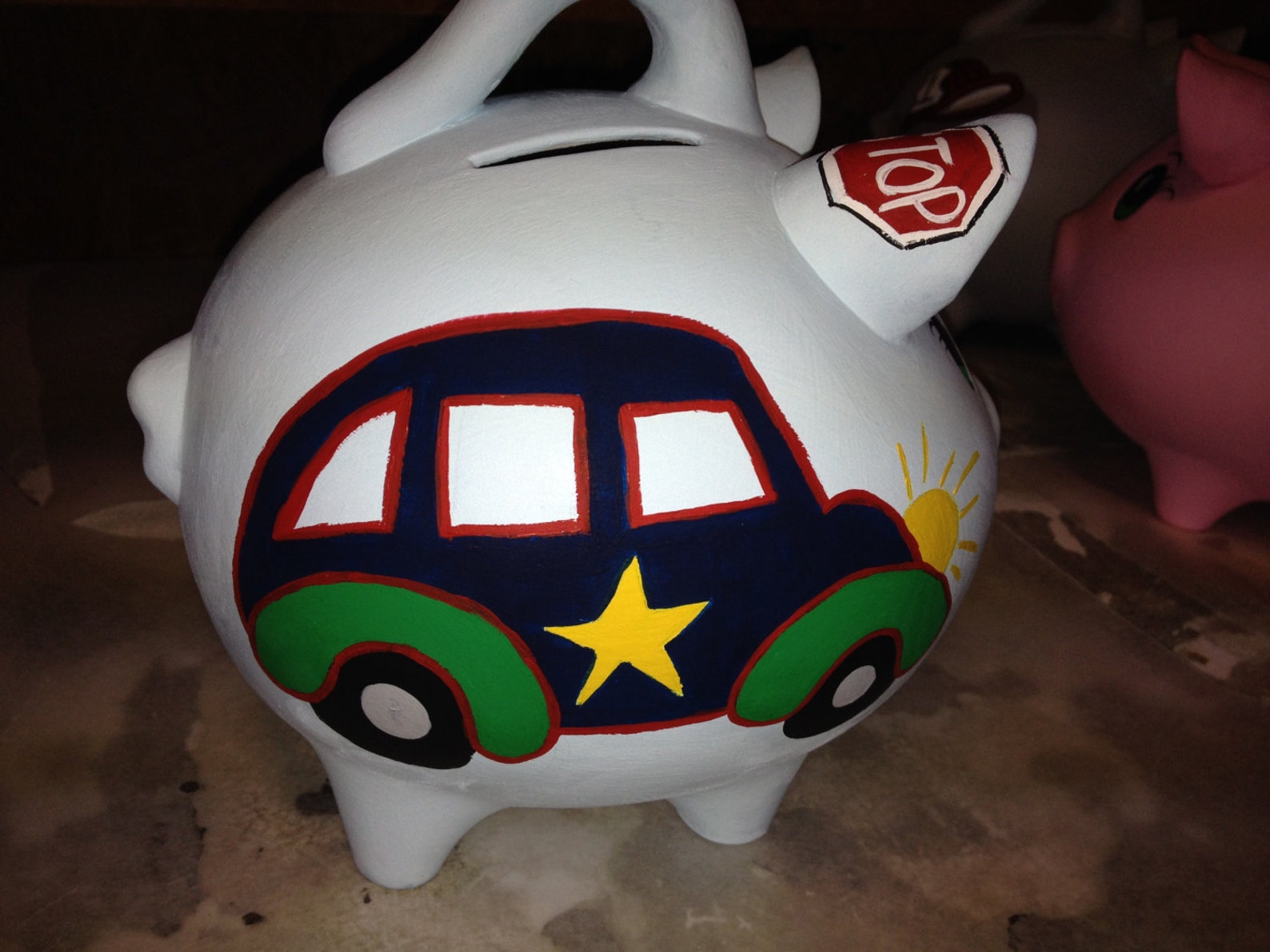 Piggy Bank Car Cars Cars Hand Made Hand Painted Etsy