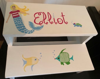 Child's Dual Step Stool: MEREDITH the MERMAID FREE Shipping!