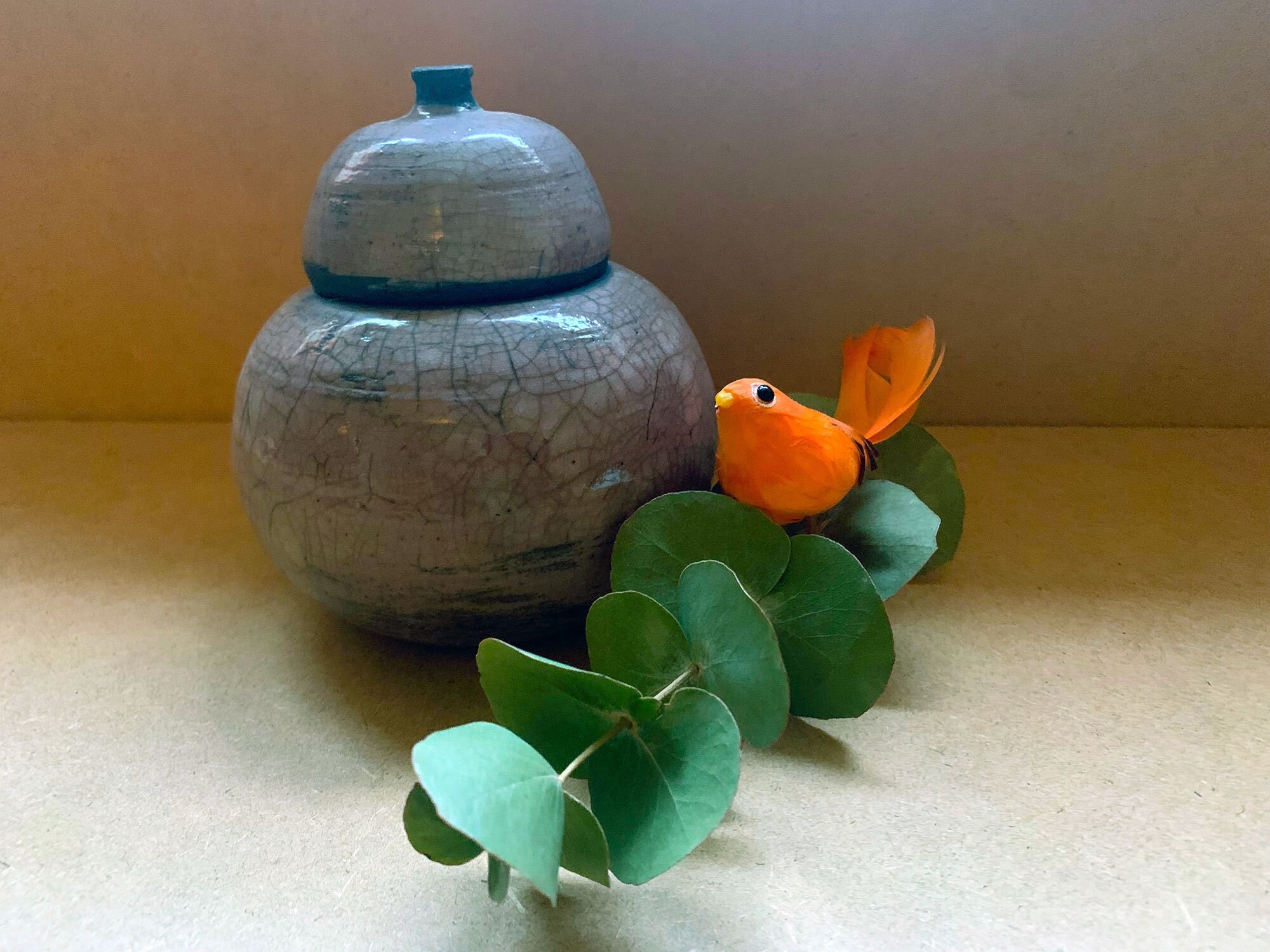 Bonbonnière, Boite à Bijoux, Céramique Raku Mauve, Poterie Artisanale, Style Japonais