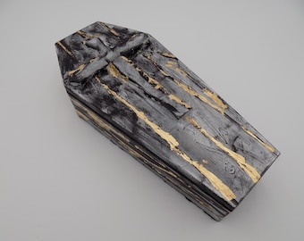 3D Printed Coffins Large - Custom Painted Black/White/Gold - By: BECKSTERBEAST
