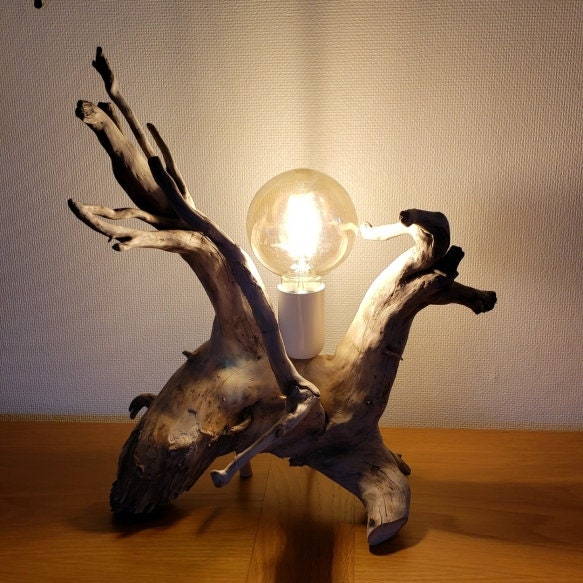 Lampe originale en bois flotté - Oboisdormant Créations Bois Flotté