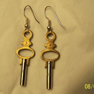 Antique Pocket Watch Key EARRINGS, Ear Rings, Hand Crafted