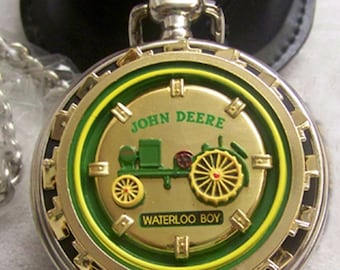John Deere Franklin Mint Pocket Watch Waterloo Boy Tractor Timepiece