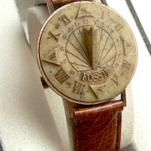 Fossil Sundial Watch Sun Dial wristwatch on Fossil Brown Leather Band