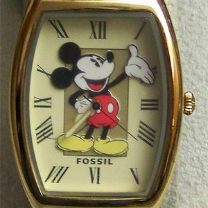 Mickey Mouse Fossil Watch. Vintage Lmt Ed Gold Tone Li1453, New.