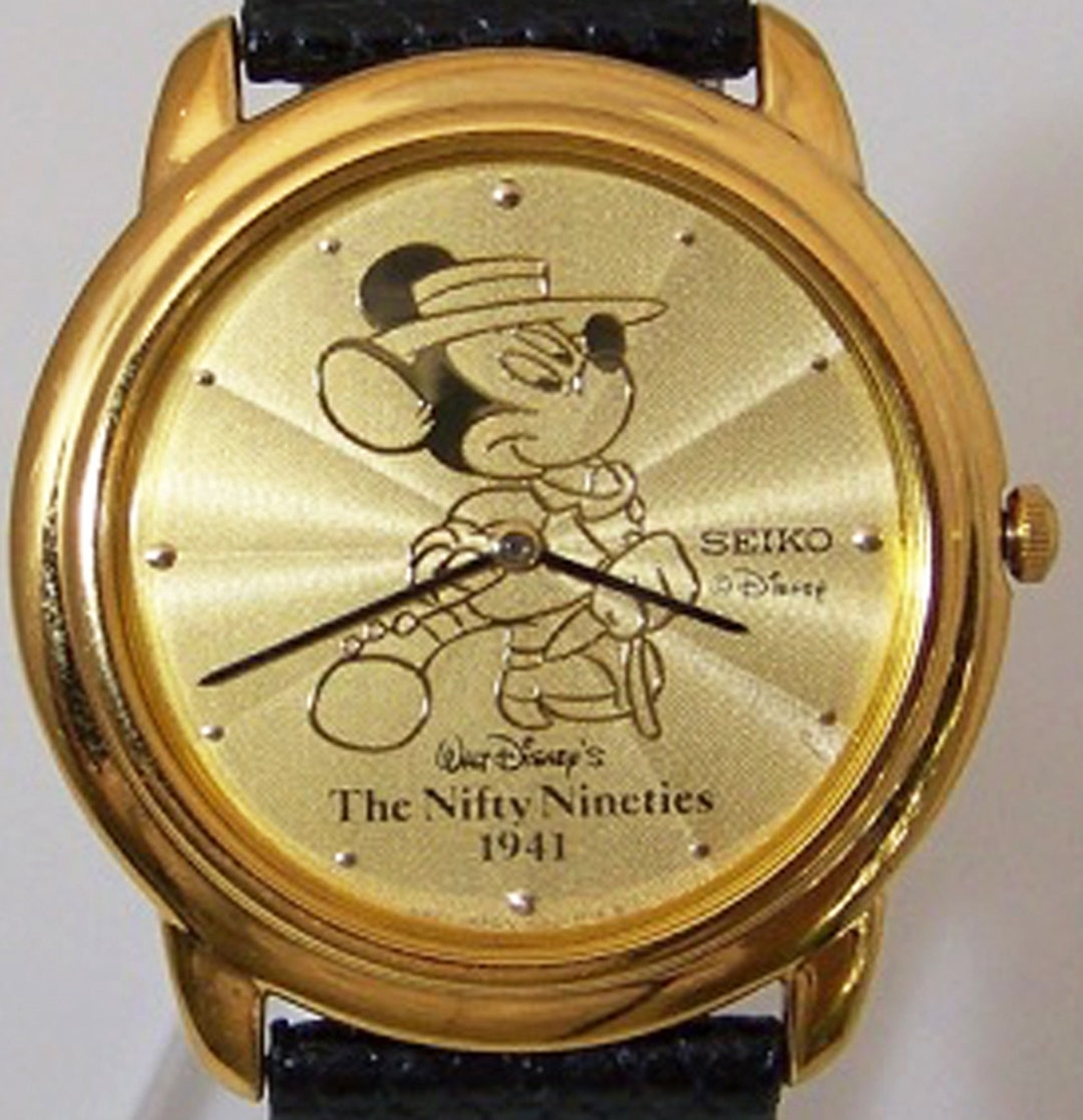 ビッグ割引 Mickey Mouse Seiko Watch Nifty Nineties Disney Gold Mens 時計