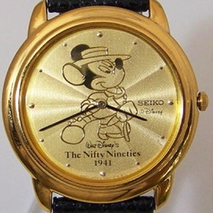 Mickey Mouse Seiko Watch Nifty Nineties Disney Gold Mens