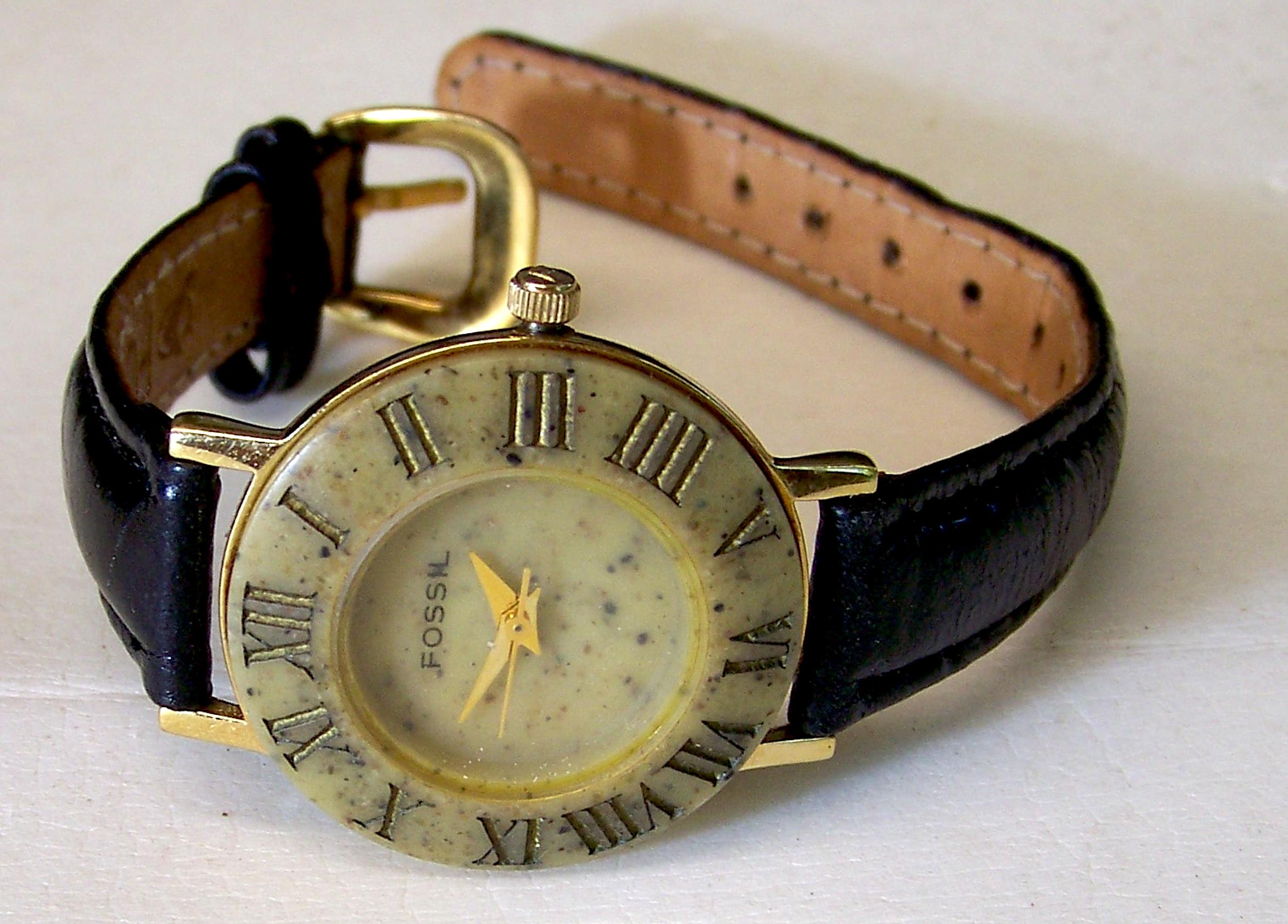 Fossil Vintage Watch Stone on Copper Roman Numerals Womens 