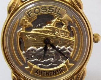 Fossil Yacht Watch Barco Marineros Vintage Coleccionistas Barco Reloj de pulsera