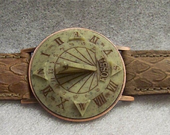 Vintage Fossil Sundial Watch w Genuine Leather Band | eBay