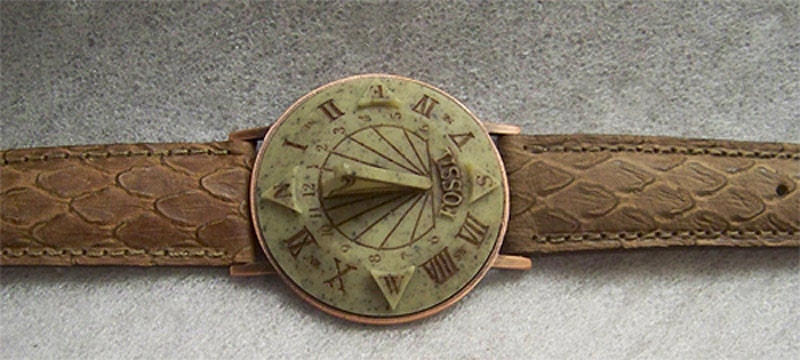 Fossil Sundial Watch Vintage Collectible Wristwatch With Camel