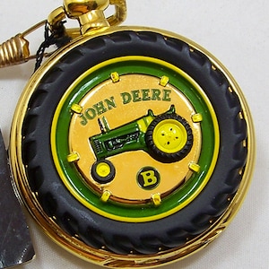 John Deere Pocket Watch Tractor Model B Franklin Mint Collectible Pocketwatch