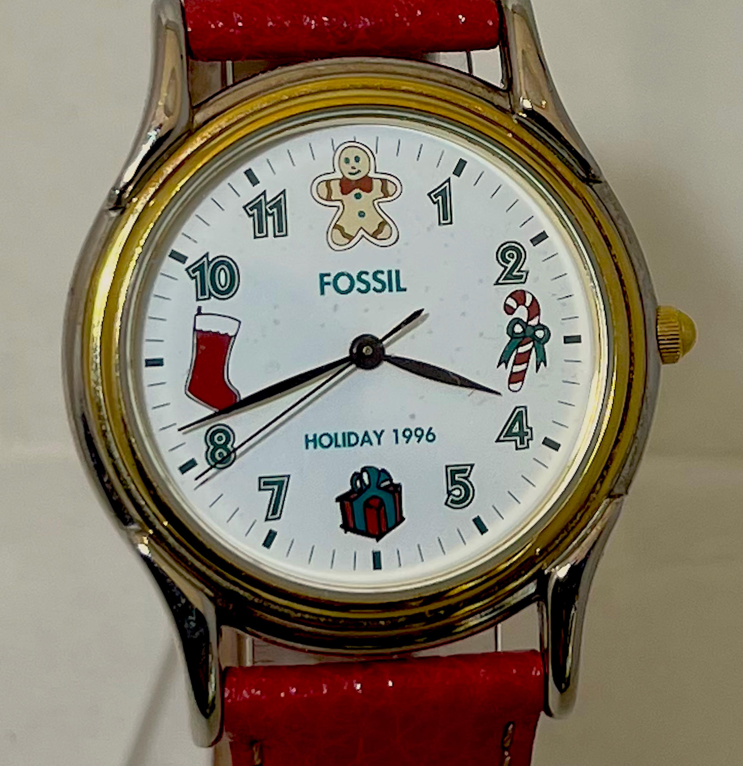 Fossil Christmas Watch Limited Edition 1996 Holiday Wristwatch LE9485