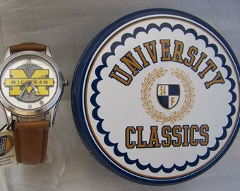 Michigan Wolverines Fossil Watch Mens University Classics Vintage Set