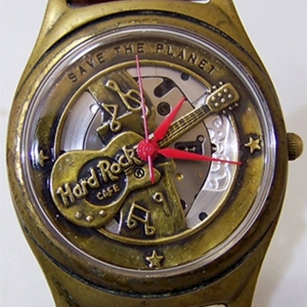 Fossil Hard Rock Cafe Watch Vintage Guitar Theme Musician wristwatch