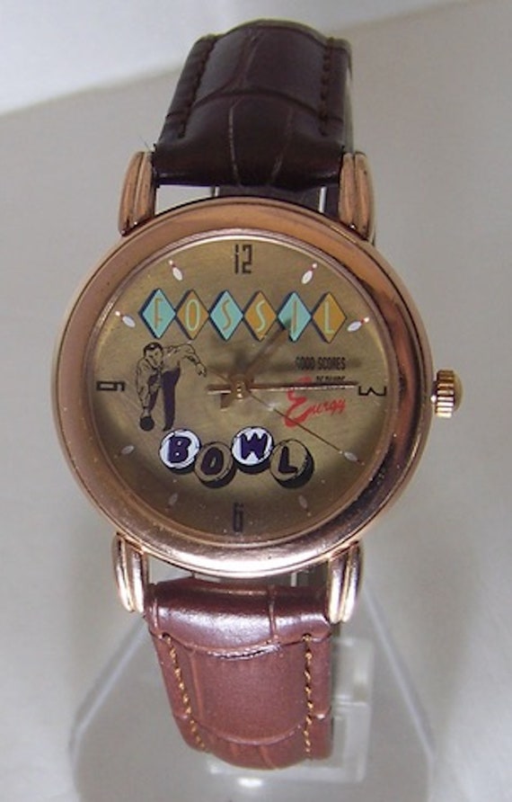 Rare & Hard To Find Vintage 1980s Bowling Theme Novelty Ladies Watch. Fossil Bowlers Watch Vintage Collectors Bowling Themed  main image 4