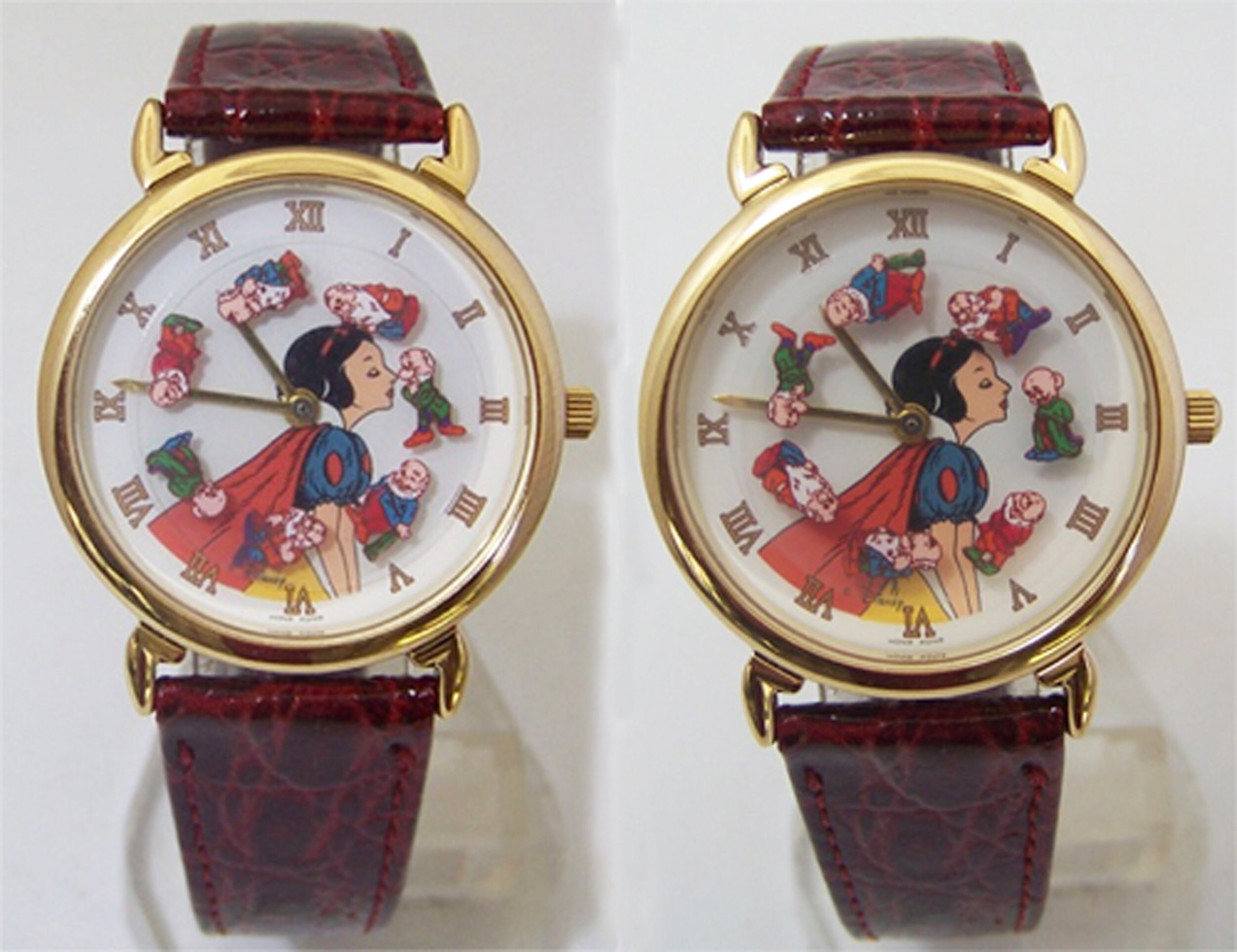 Snow White Illustration Wristwatch with Red Strap Disney Watch Snow White Kissing 7 Dwarfs Animated Pedre  main image 3