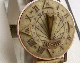 Fossil Sundial Sun Dial watch SD-1 Wristwatch on Camel Band