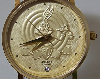 LOONEY TUNES WATCH 50th ANNIVERSARY. NWT Bugs Bunny Watch 50th Anniversary Gold Diamond Looney Tune  main image 2