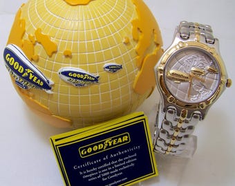 Goodyear Blimps Fossil Watch Vintage Wristwatch in Matching Globe Case