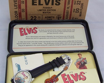 Elvis Presley Watch Fossil Its Elvis in Person Movie Concert Ticket Watch Set