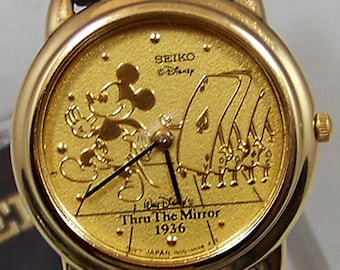 Vintage Disney Mickey Mouse Watch Black Braided Leather Band  display picture 3