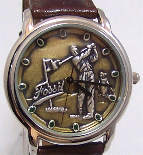 Fossil Silver Watch with Brown Camo Leather Strap s-l400.jpg main image 2