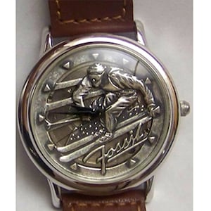 Fossil Skier Watch Vintage Ski theme mens collectors wristwatch