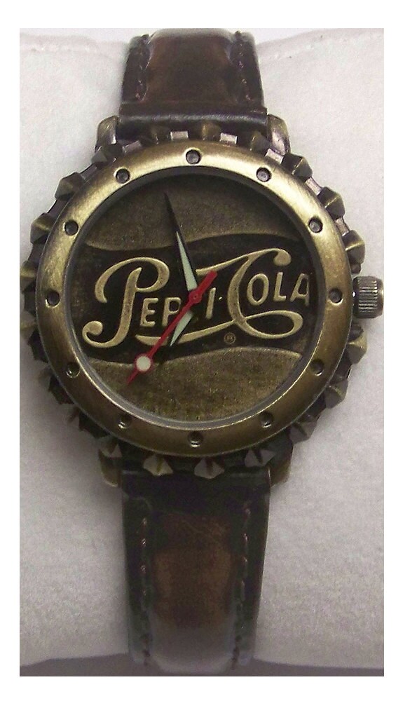 Pepsi Cola Vintage Genuine Leather Wrist Watch EXCELLENT CONDITON Vintage Pepsi-Cola Leather Wristband Watch Made In Japan NEW  main image 2