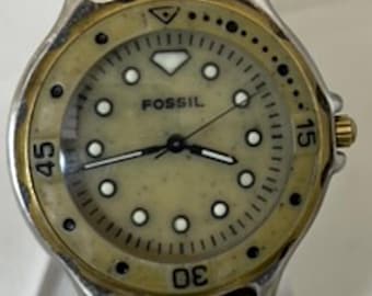 Fossil Vintage watch Stone and Brass Mens Wristwatch BW6767