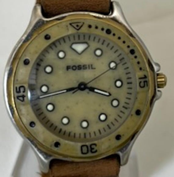 Fossil Vintage Watch Stone and Brass Mens Wristwatch BW6767 