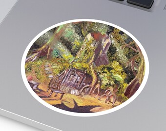 Shrek swamp Sticker, Skateboard Laptop Luggage Cartoon Waterproof Sticker Kid Toys Round Stickers, Indoor Outdoor