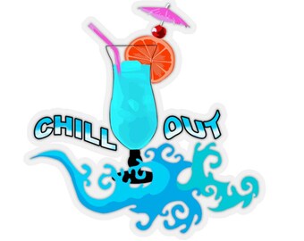 Chill Out Sticker. Chill Sticker. Vacation mode. Chill Pill design, Vacation sticker, Summer sticker, drinking sticker, party gifts