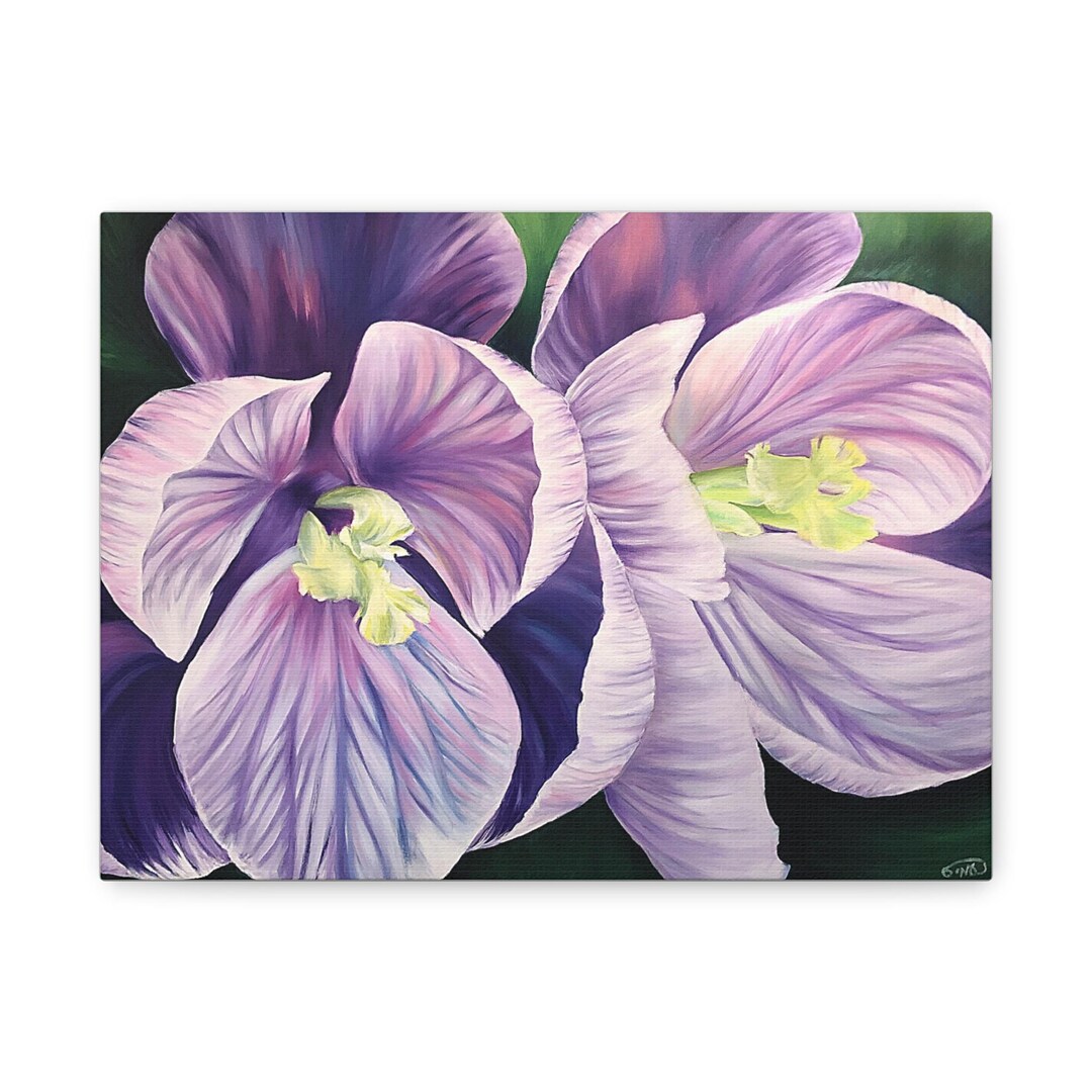 Purple Flowers Art Print on Canvas , Purple Abstract Oil Painting ...