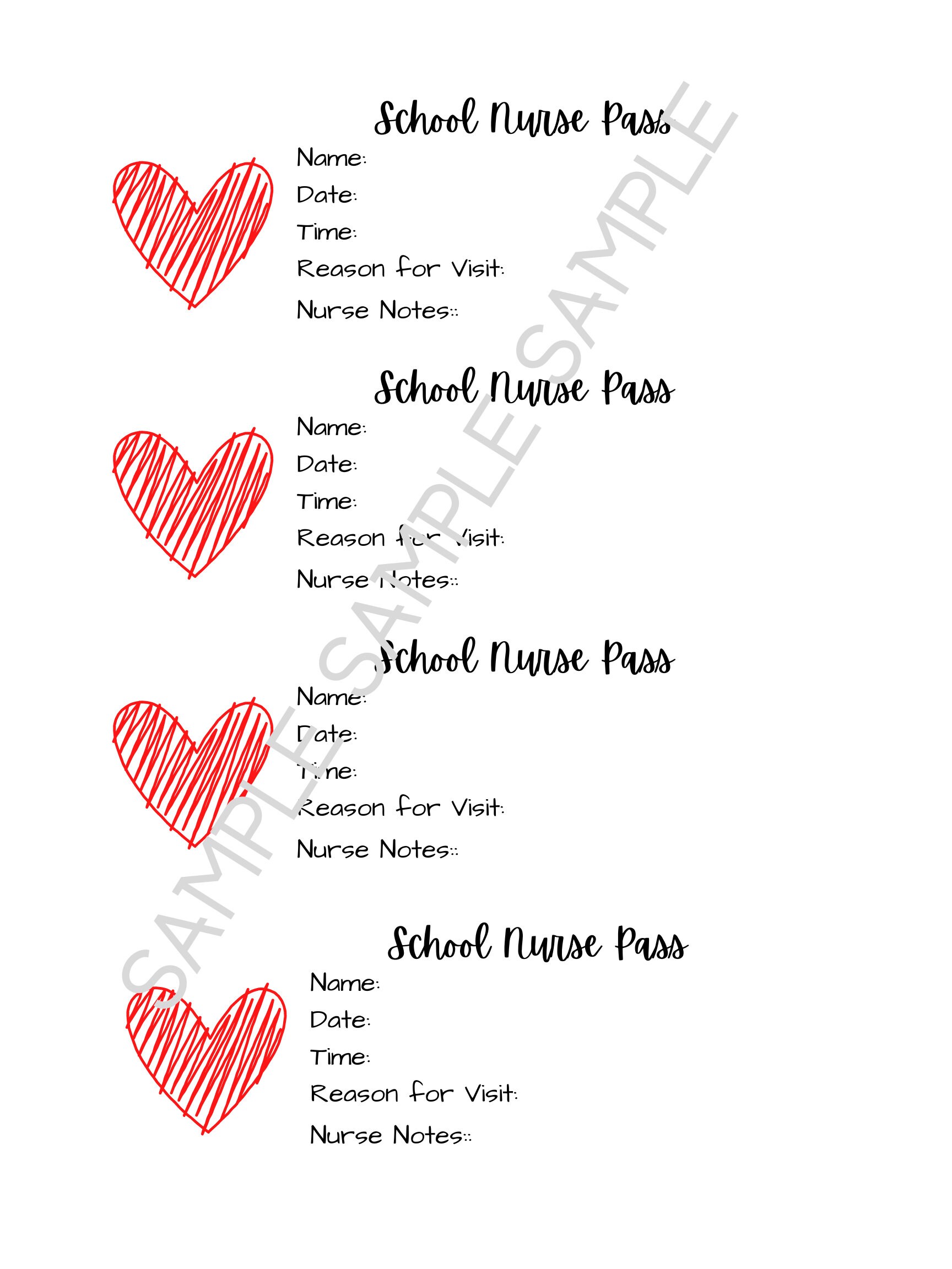 School Nurse Pass Etsy