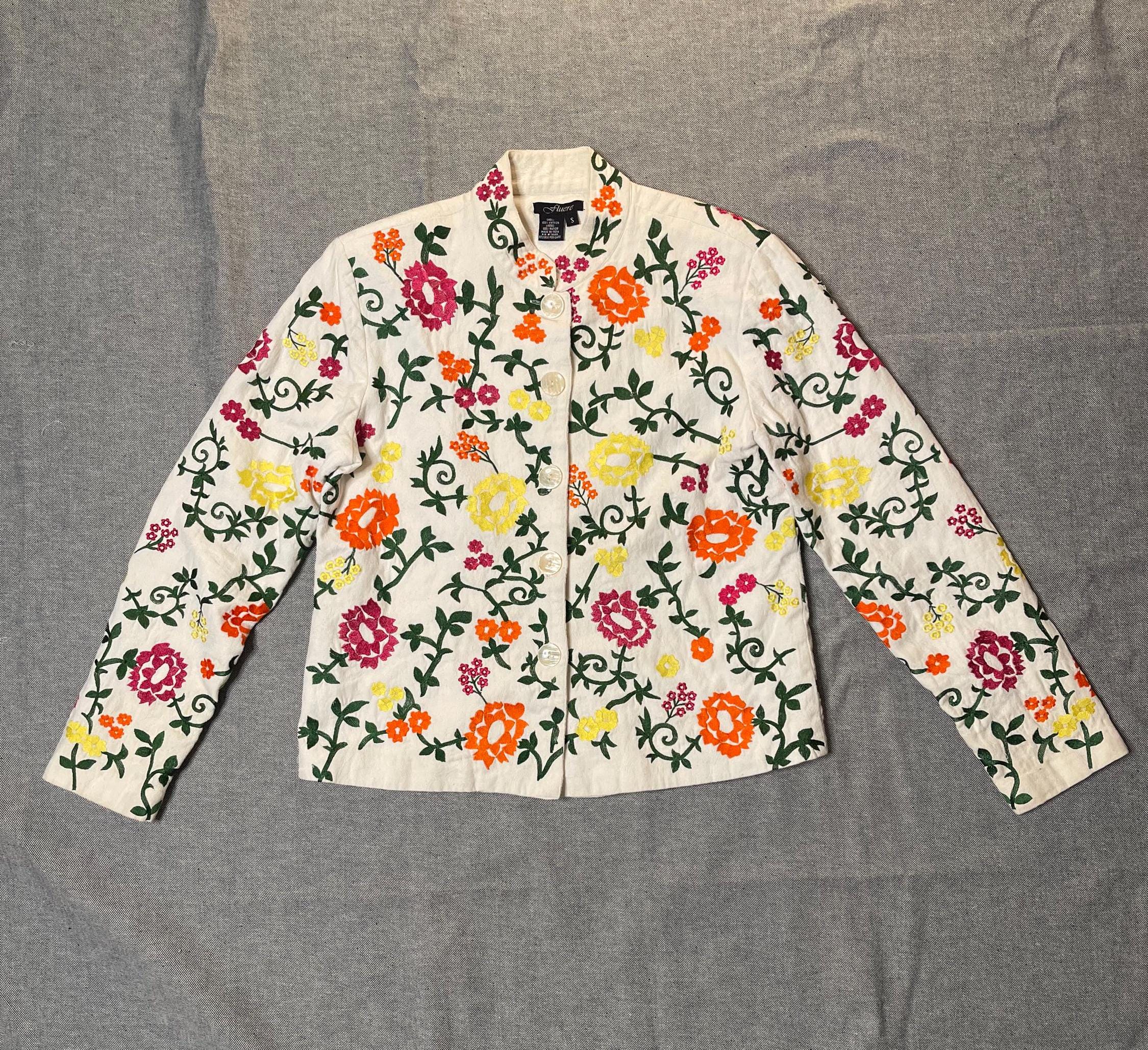 Floral Jacquard Embroidered Jacket - Etsy