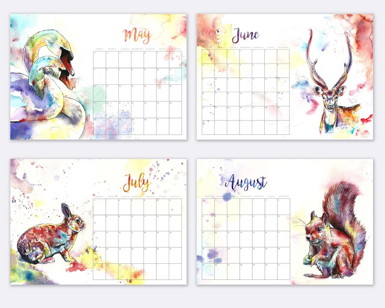 Wildlife 2023 Wall Calendar A4 Colourful Original Animal Art - Etsy UK