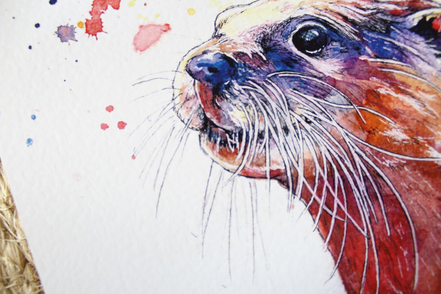 Limited Edition A4 Swimming Otter Wildlife Watercolour and Pen - Etsy UK
