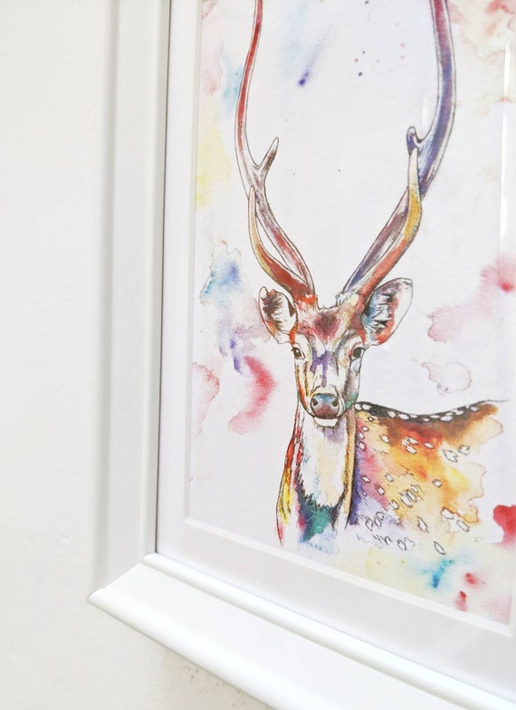 水彩画「鹿」 鹿の親子|a046|【ギャラリー笑夢】☆新築祝い,開店祝い,贈答品,記念品