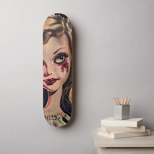 Broken Doll Skateboard 8&quot; Full Size, Maple Wood, Full Color, Sealed, Pre Drilled Holes for Trucks and Hardware, High Quality Skate Deck