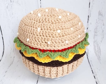 Cheeseburger Beanie Hat, Hamburger Hat, Novelty Hat