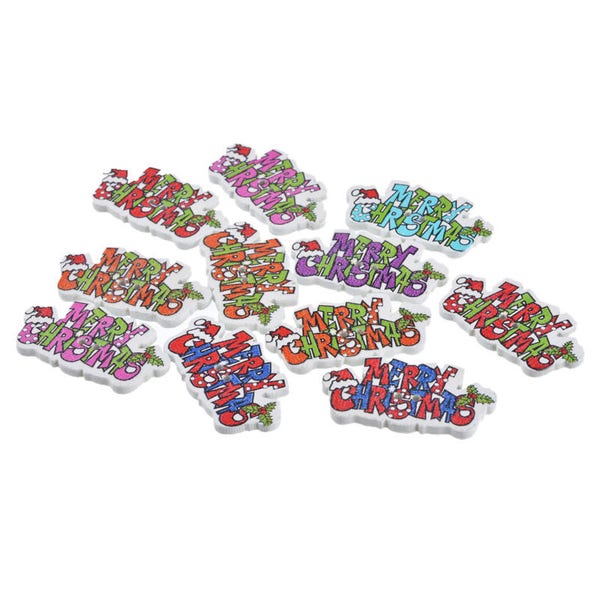 lot de 6 boutons bois Noel