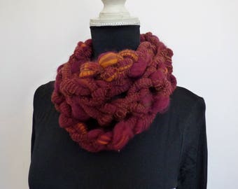 Purple and orange necklace scarf