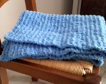 blanket, baby blue plaid
