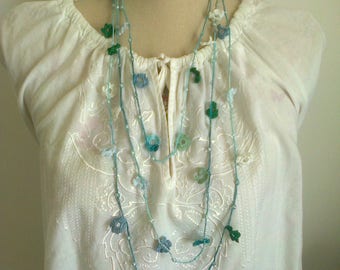 crochet beading and fine cotton necklace