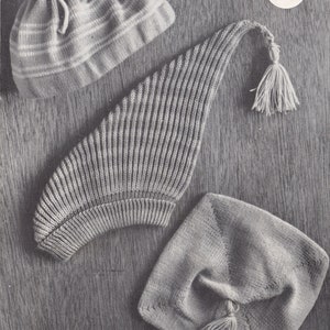 May include: A knitting pattern for a square beret, jelly bag, and pony tail hat. The pattern is for use on the Passap M201 hand knitting machine. The pattern is 6 pence.