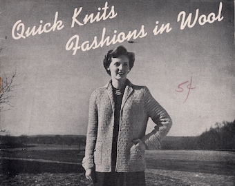 Hilde - Quick Knits - Fashions in Wool - 1954 (PDF - EBook - Digital Download) - Pattern Book for Knitting