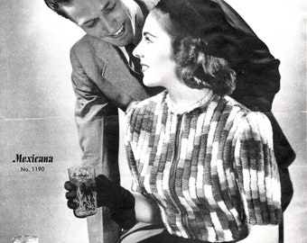 Zippered Short Sleeve Sweater - Mexicana - Chadwick's Red Heart (PDF - EBook - Digital Download) - Pattern Hand Knitting
